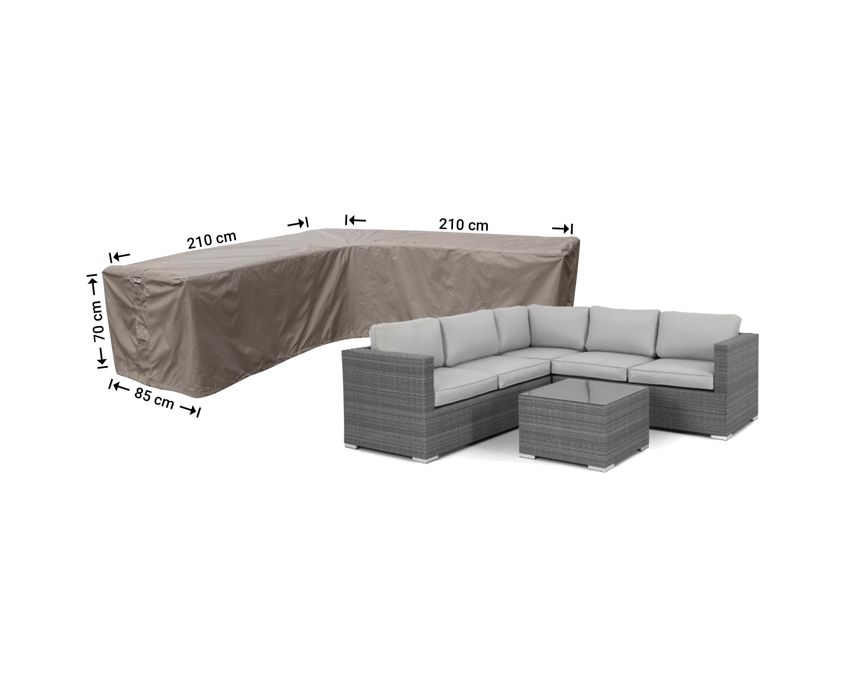 Hoekbank hoes 210 x 210 x 85 H: 70 cm Hoekbank hoes 210 x 210 x 85 H: 70 cm