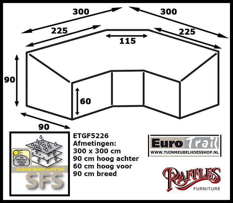 Beschermhoes loungeset 300 x 300 x 90 H: 90/60 cm