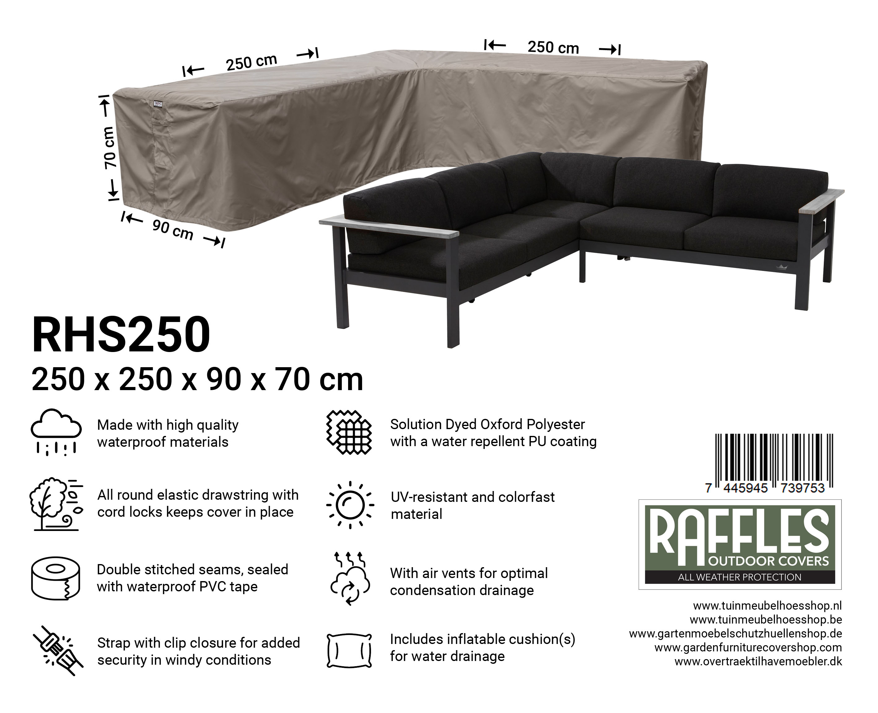 RHS250_7445945739753KA1unGZMcHIQ7 Hoes loungeset hoek 250 x 250 x 90 H: 70 cm