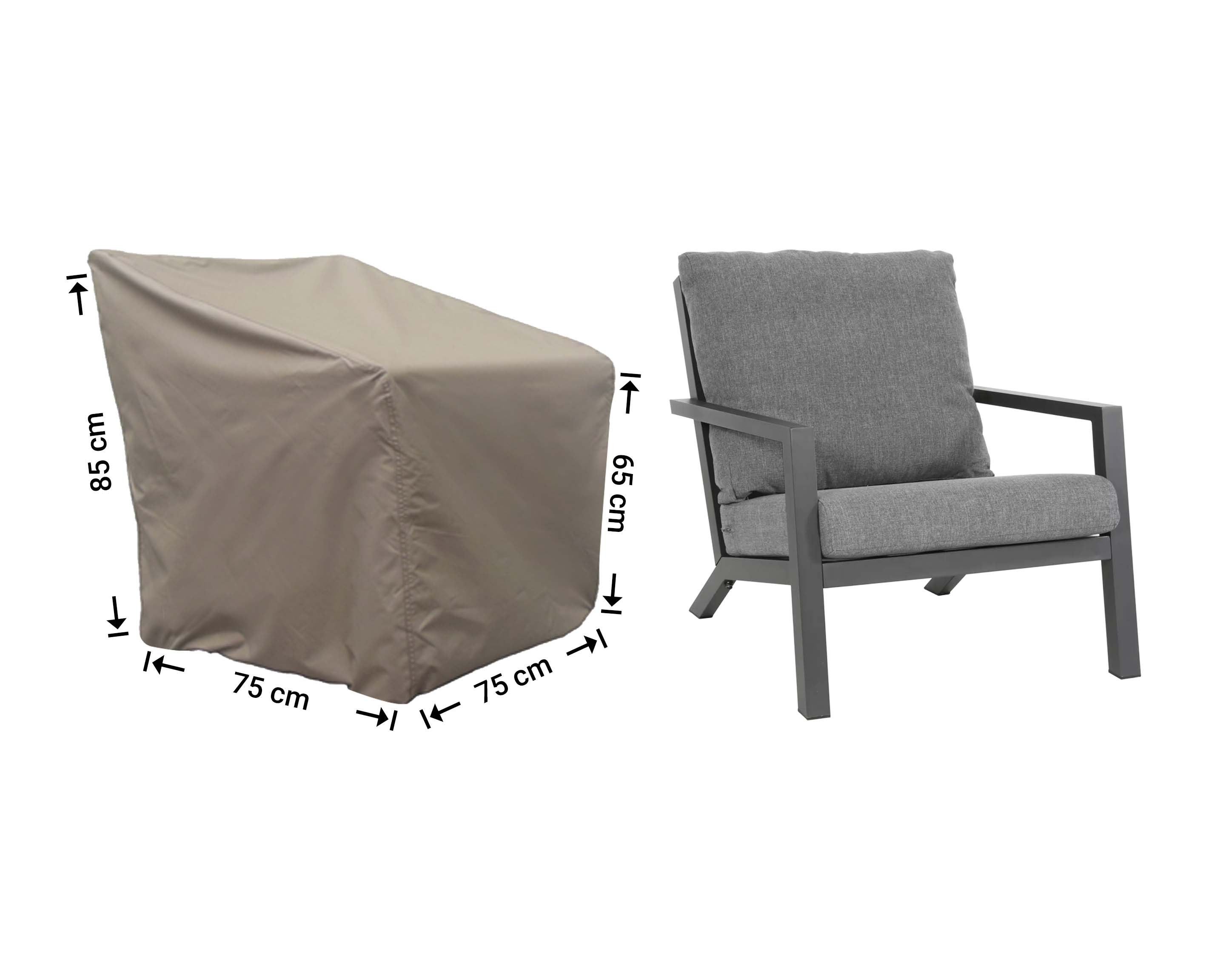 RLC75shaped_-hoes-meubel-afmetingen Beschermhoes loungestoel 75 x 75 H: 85/65 cm