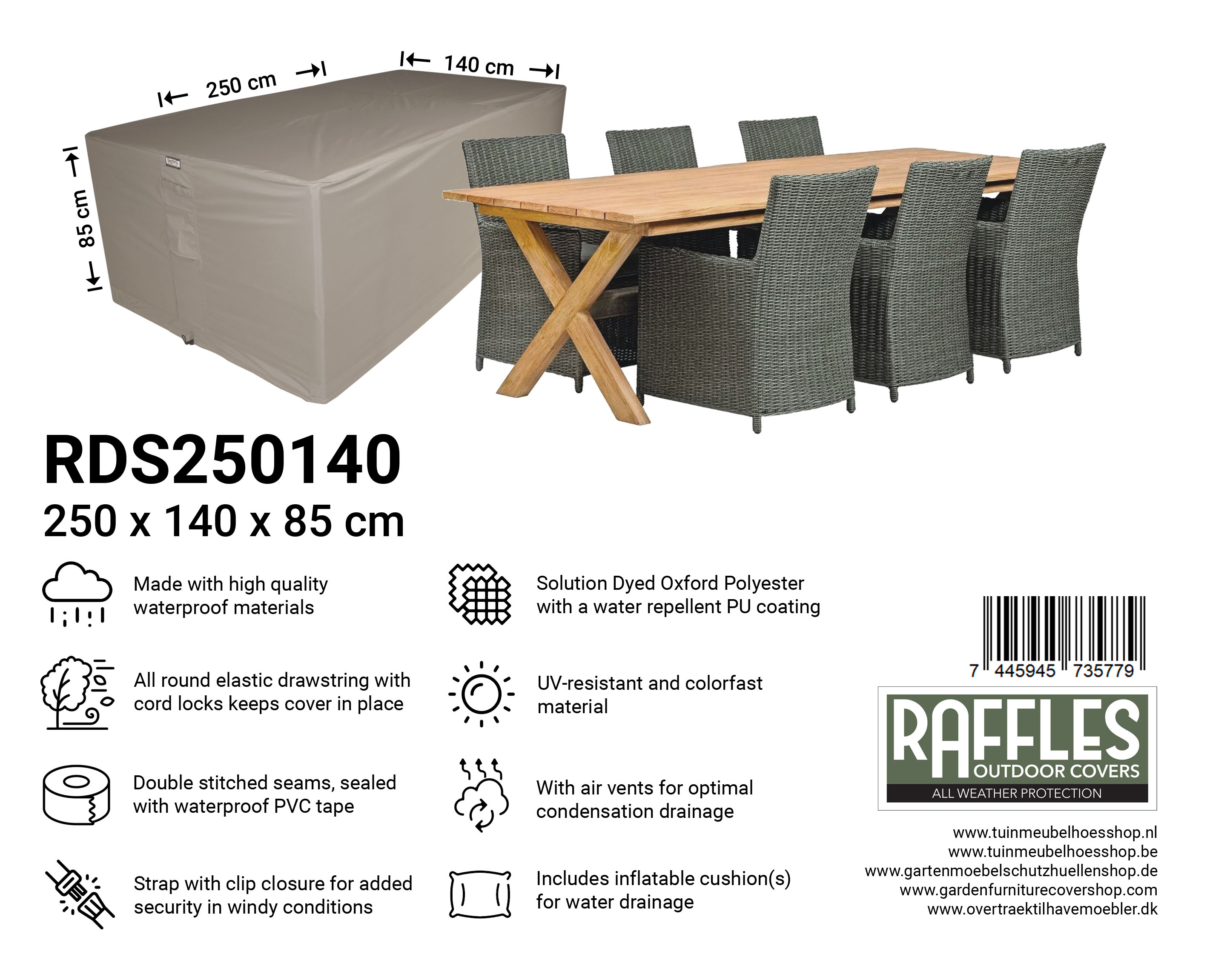 RDS250140_7445945735779iXlu3uFNUmAjl Beschermhoes tuinset 250 x 140 H: 85 cm